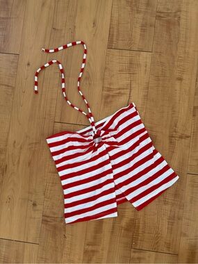 Unique Red & White Striped Halter Tube Top S/M